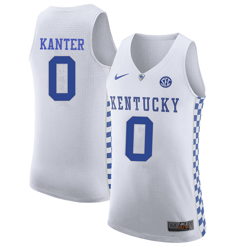 Men Kentucky Wildcats #0 Enes Kanter College Basketball Jerseys-White